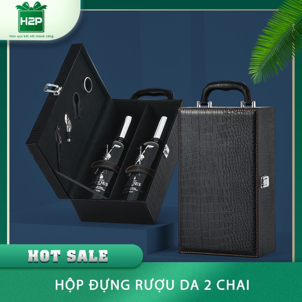HỘP RƯỢU DA 2 CHAI HDRD-11
